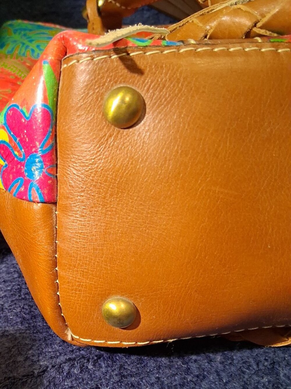 Patricia Nash Leather Poppy Tote Bag Tropical Dreams Pineapple Leather - Picture 8 of 16